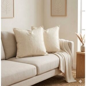 VTG Handmade Dupioni Silk Accent Pillow Cases 21x23 Cream White Set of 3 Covers